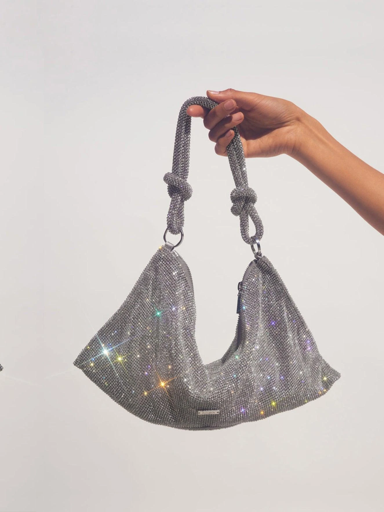 Jean Rhinestone Shoulder Bag In Silver - Image 5