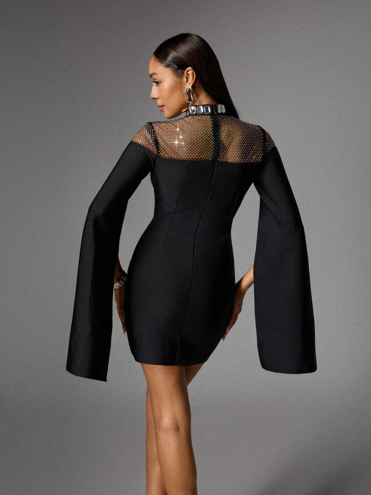 Akosua Rhinestone Bandage Split Mini Dress - Image 6