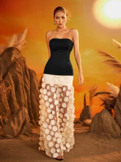 Gaelith Strapless Mesh Maxi Dress