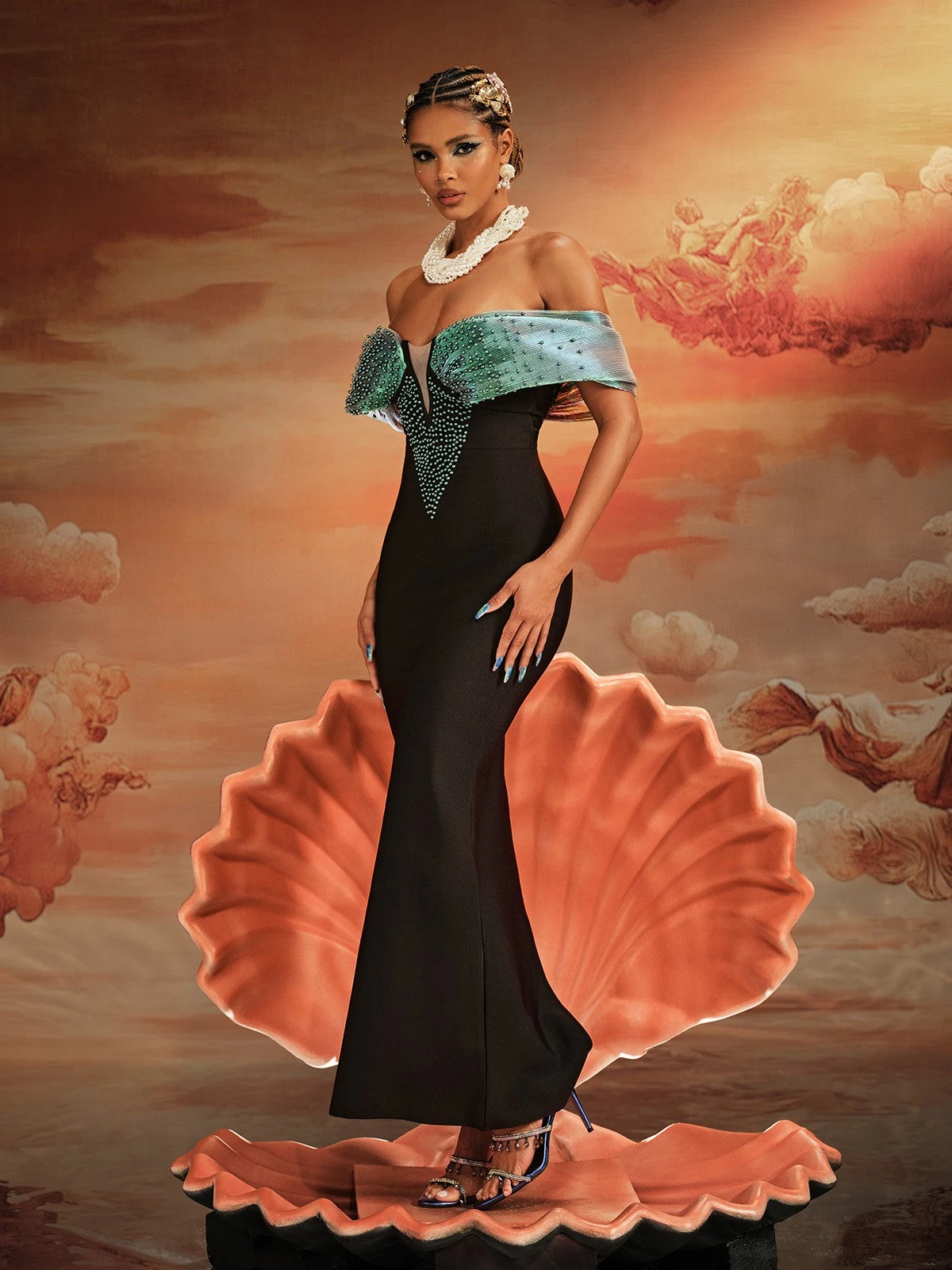 Ajani Off Shoulder Bead Bandage Maxi Dress - Image 4