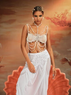 Akbar Pearl Fringe Bralette