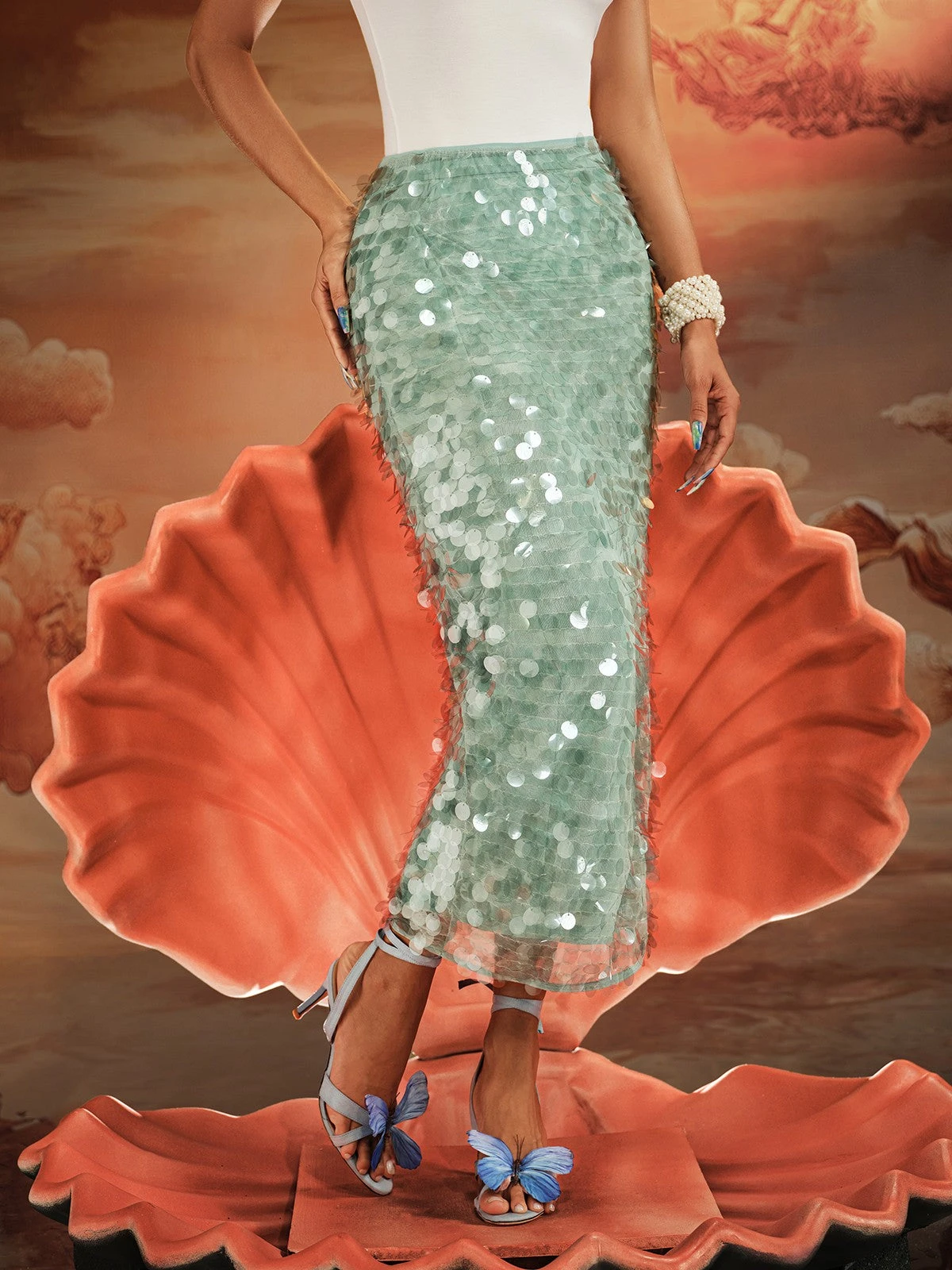Akeem Sequin Mermaid Scale Skirt - Image 2