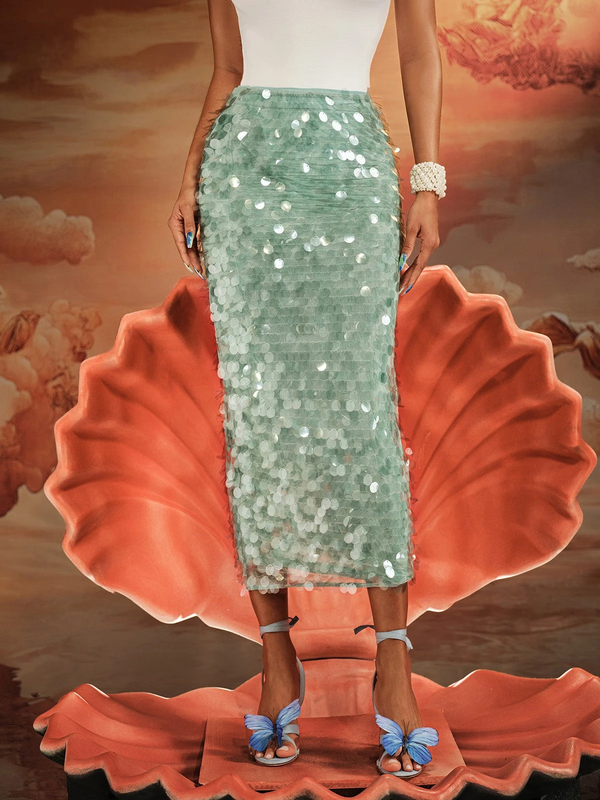 Akeem Sequin Mermaid Scale Skirt - Image 5
