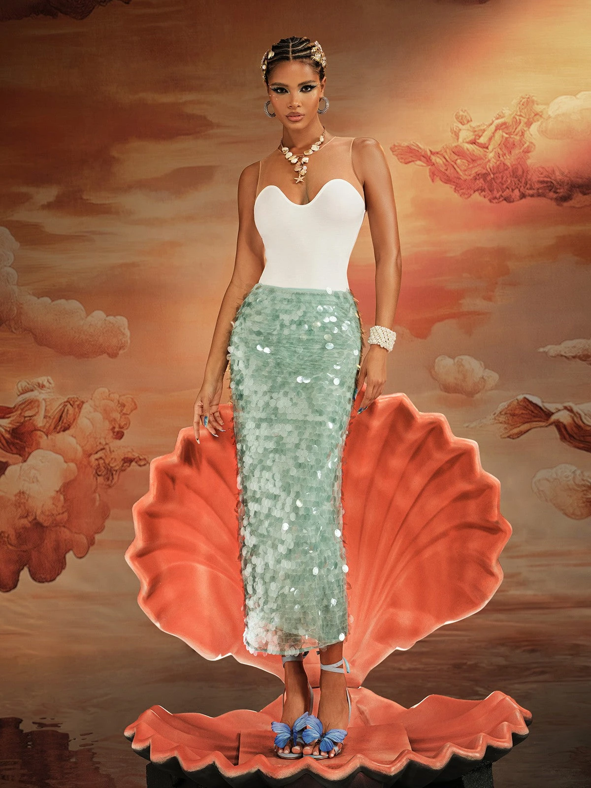 Akeem Sequin Mermaid Scale Skirt - Image 4