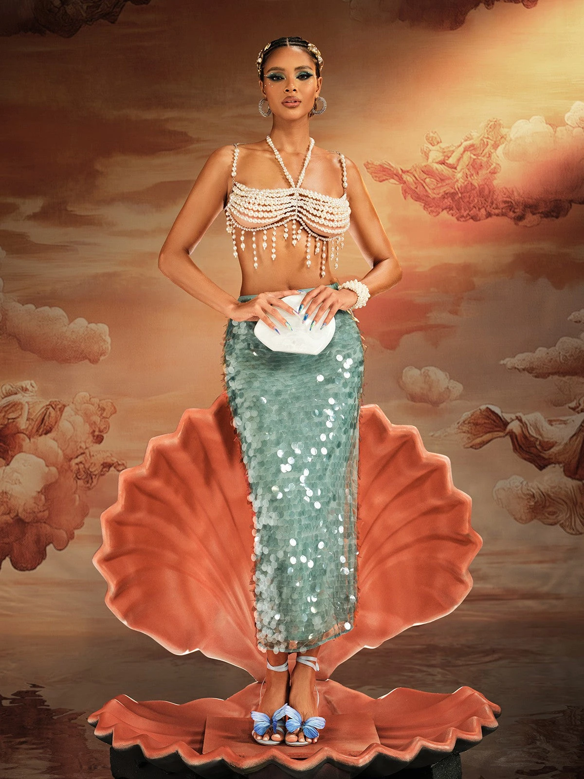 Akram Fringe Pearl Beaded Bralette - Image 3