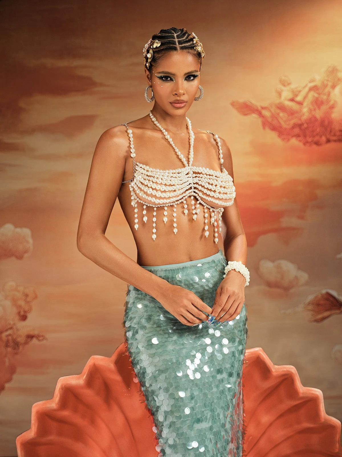 Akram Fringe Pearl Beaded Bralette - Image 5