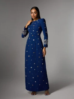 Alary Long Sleeve Rhinestone Maxi Dress