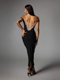 Albinia Backless Pearl Beaded Midi Dress