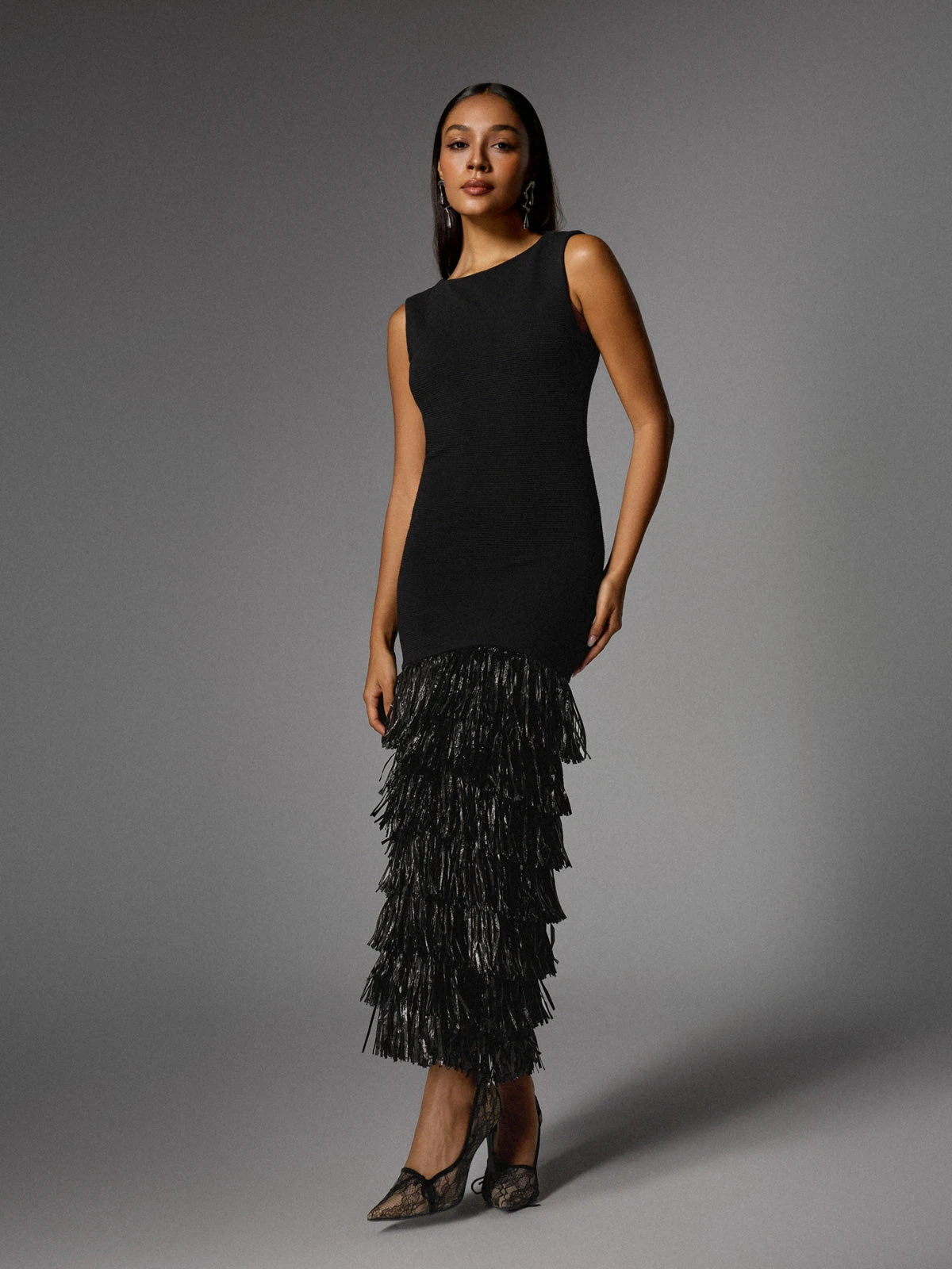 Anzeline Backless Fringe Knitted Maxi Dress - Image 6