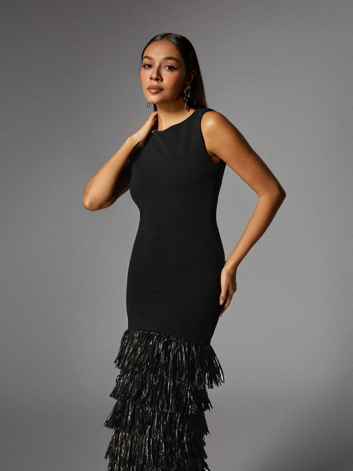Anzeline Backless Fringe Knitted Maxi Dress - Image 3