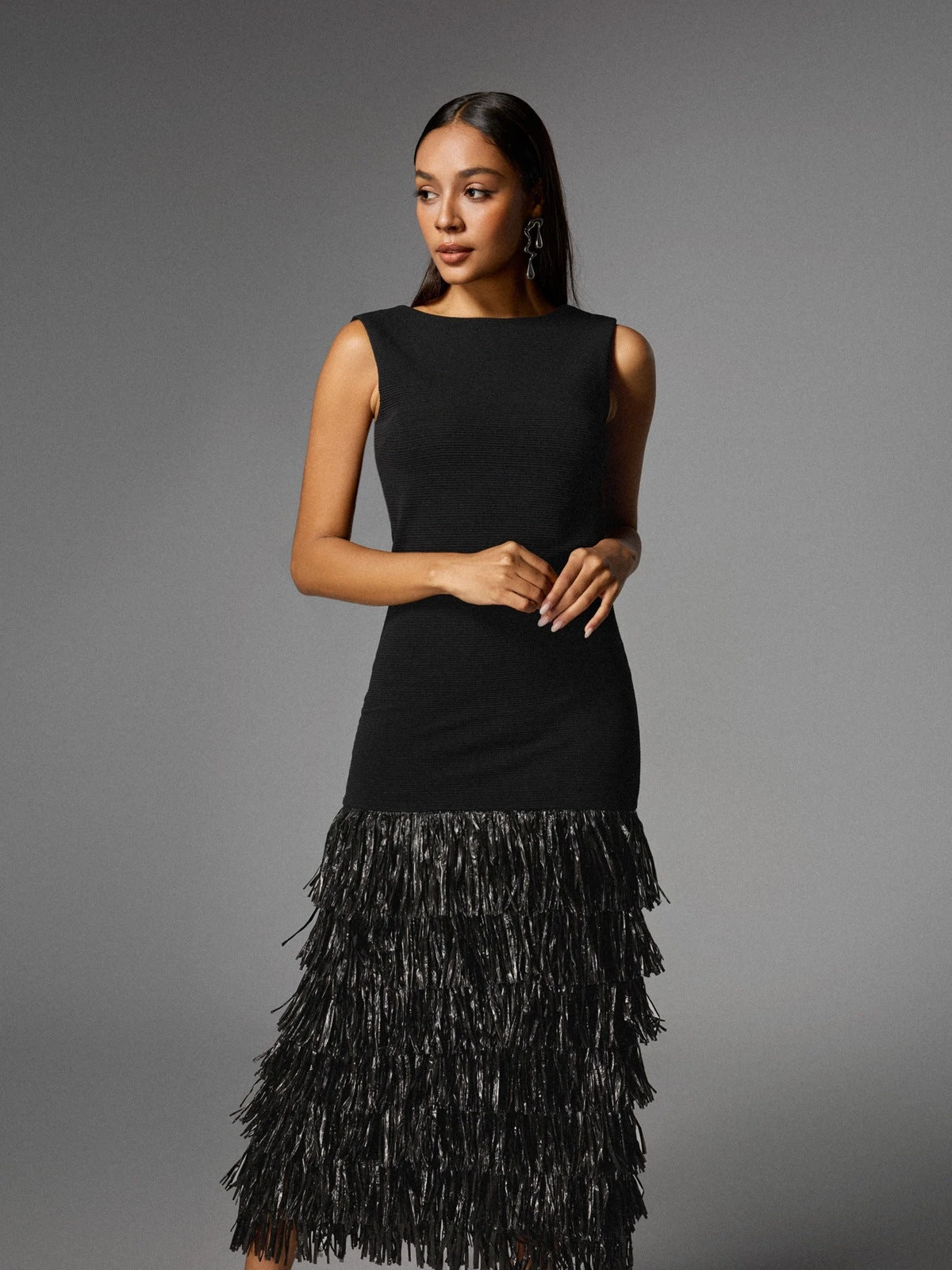 Anzeline Backless Fringe Knitted Maxi Dress - Image 4