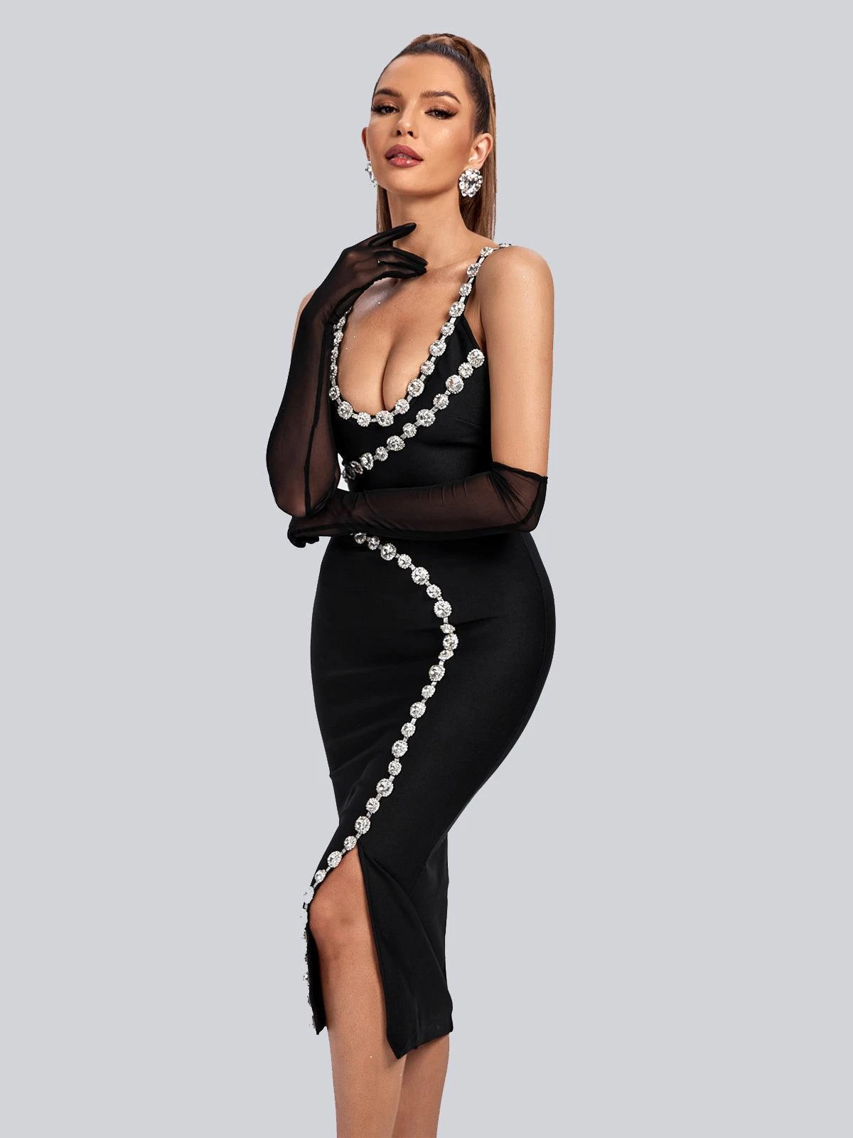 Armani Mesh Gloves In Black - Image 4