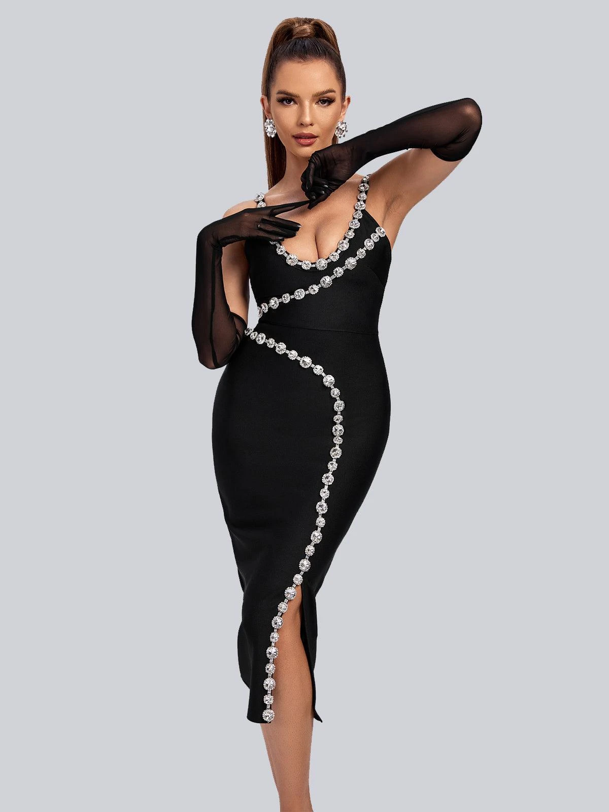 Armani Mesh Gloves In Black - Image 3