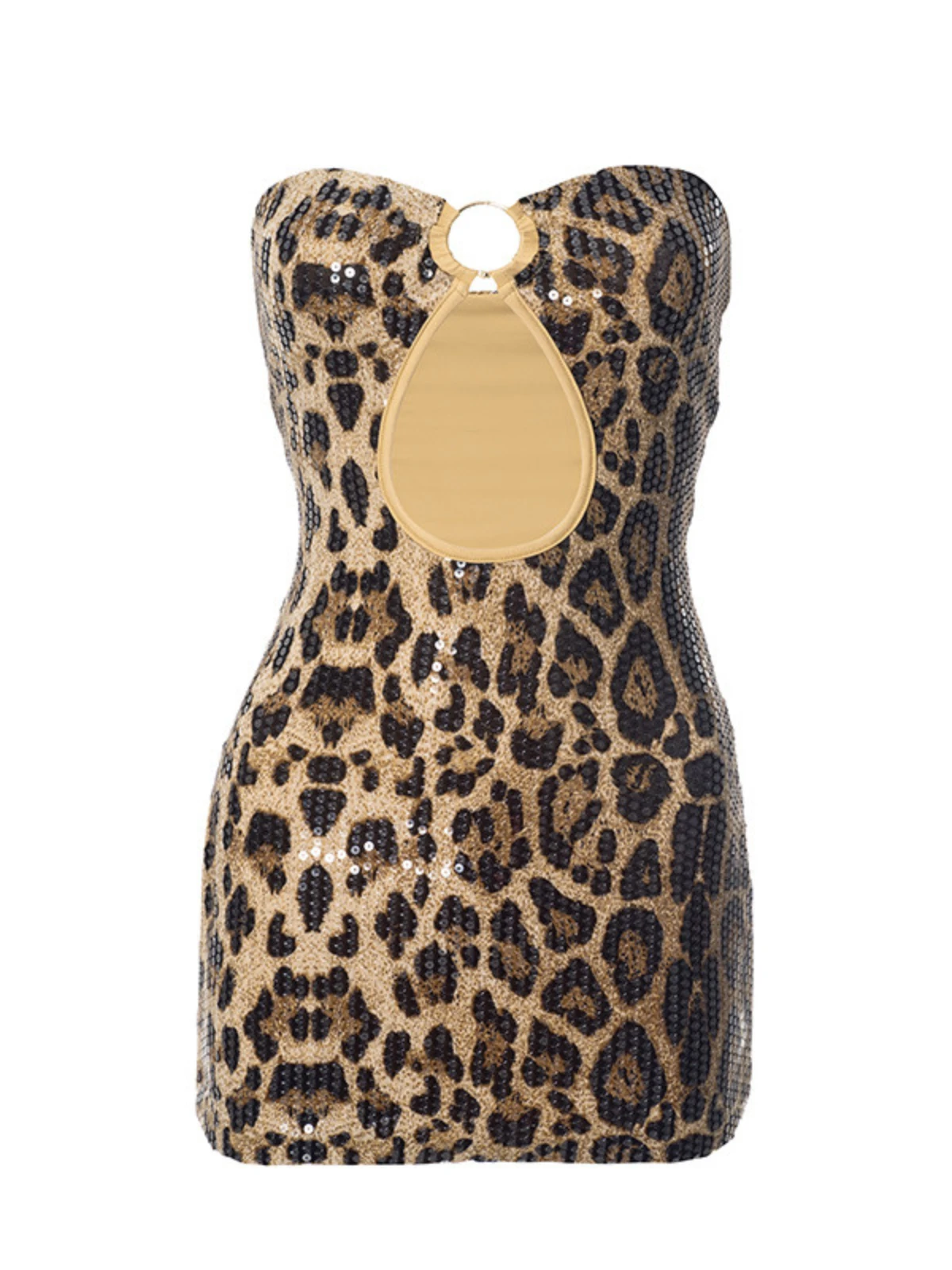 Arythas Strapless Cutout Leopard Sequin Mini Dress - Image 7