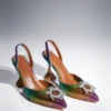 Avalira Rhinestone Slingback Flared Heels In Multi
