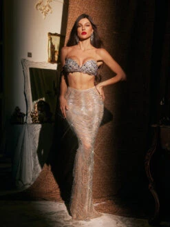 Avelira Spaghetti Embellished Skirt Set