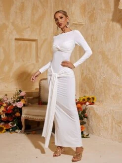 Baara Long Sleeve Draped Maxi Dress