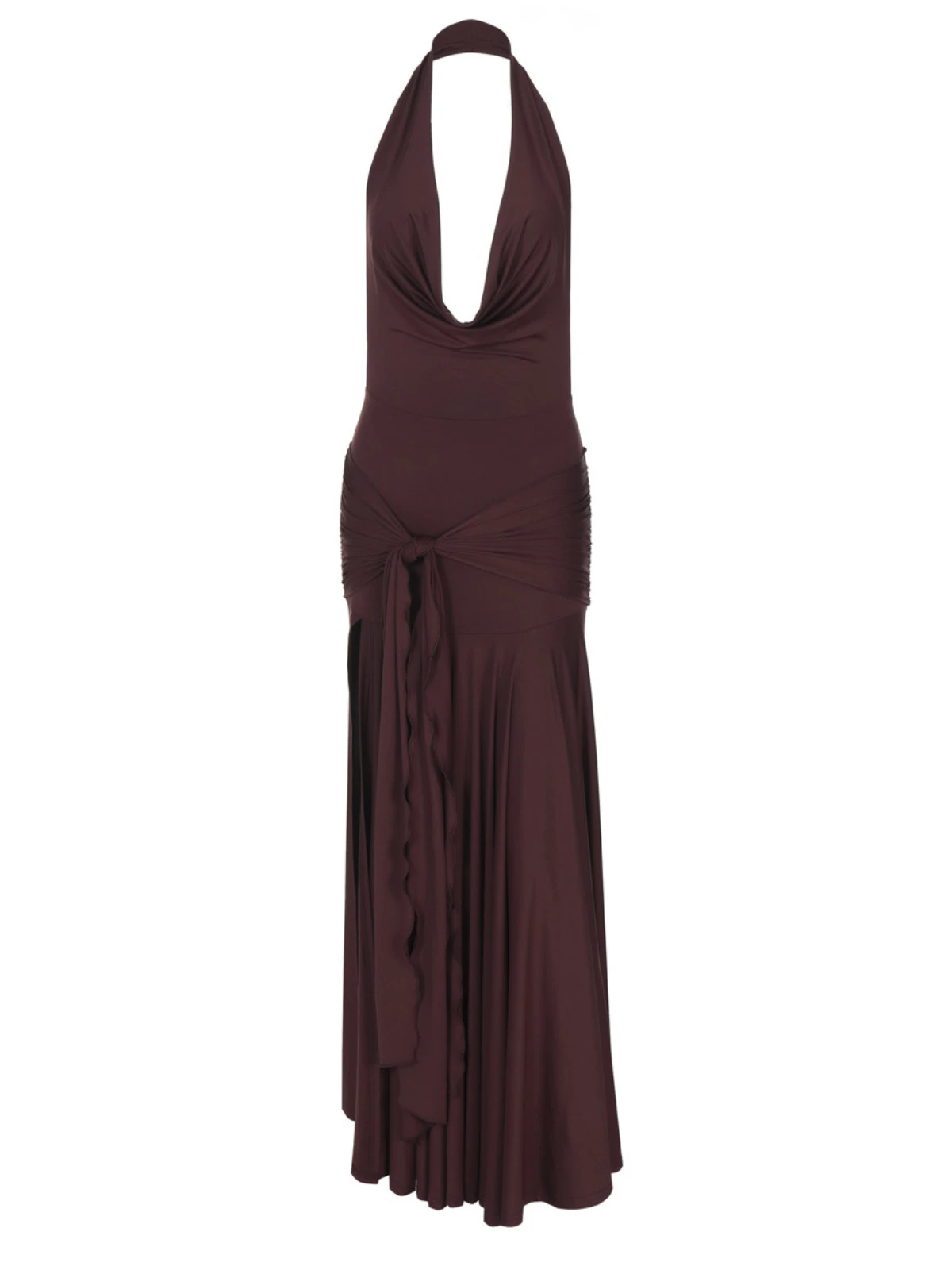 Baelthar Cowl Neck Ruched Split Maxi Dress - Image 7