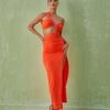 Berenice One Shoulder Cutout Maxi Dress In Orange