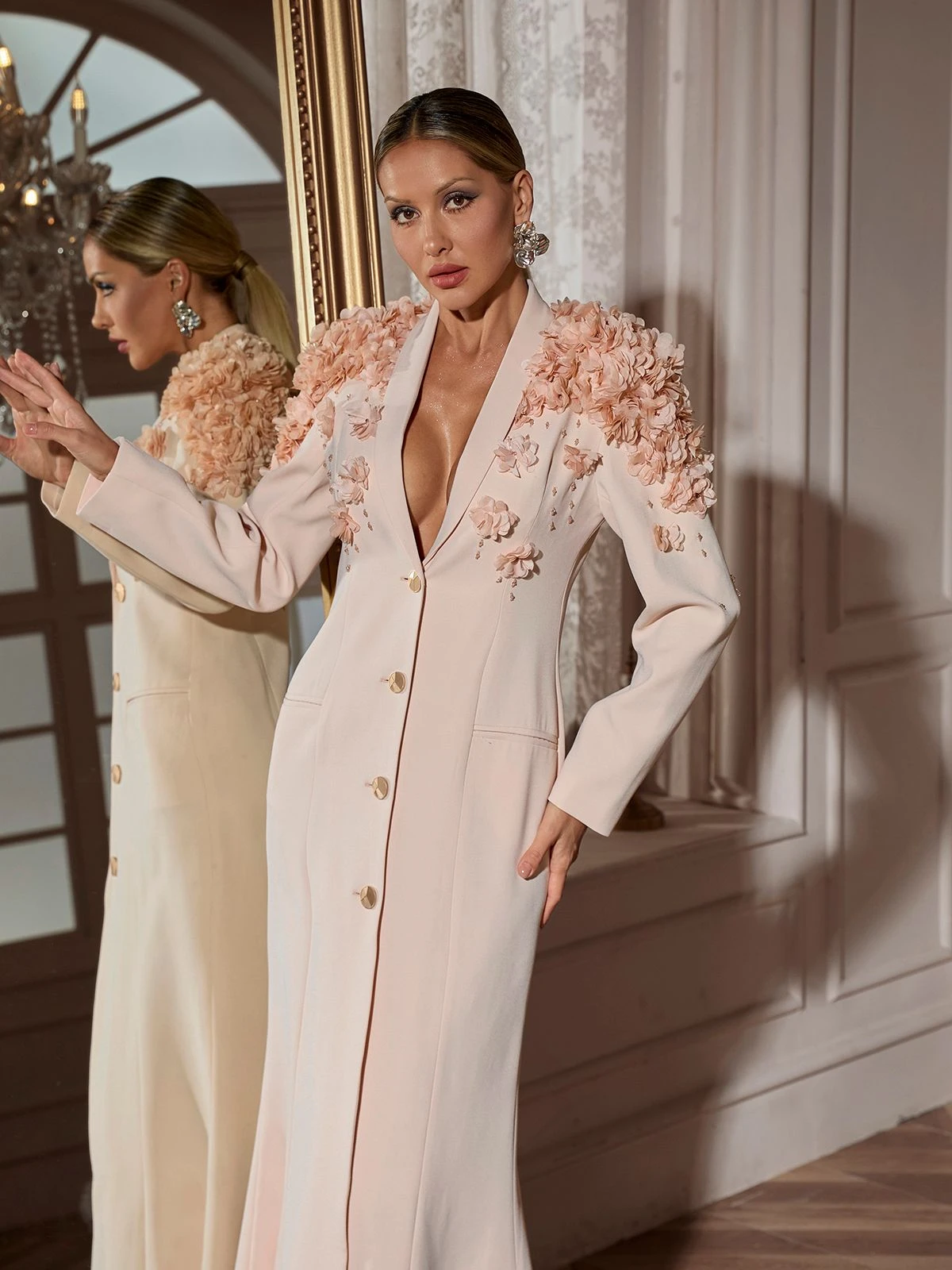 Berton Long Sleeve Flower Maxi Dress - Image 2