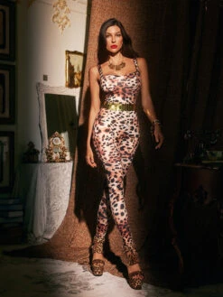 Bexaris Spaghetti Leopard Jumpsuit