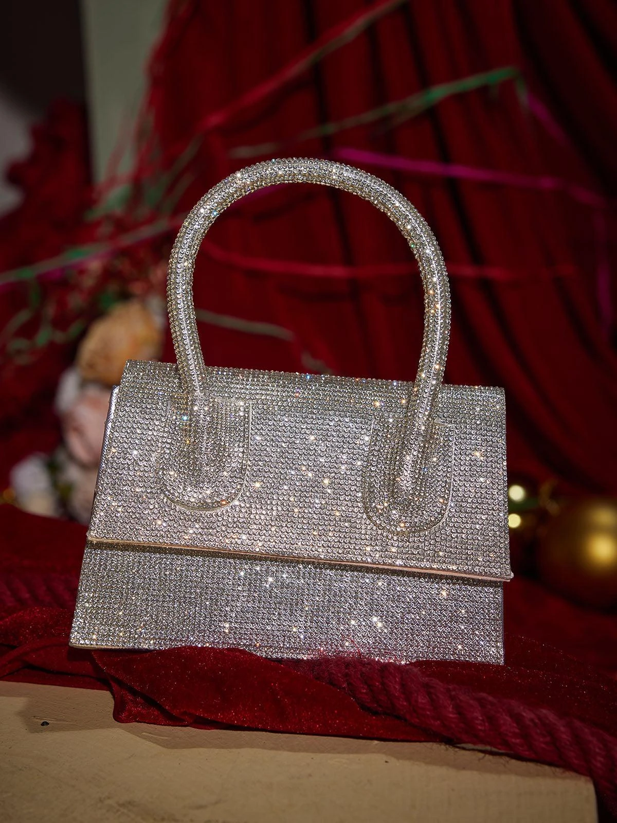 Caleo Crystal Clutch In Silver - Image 3