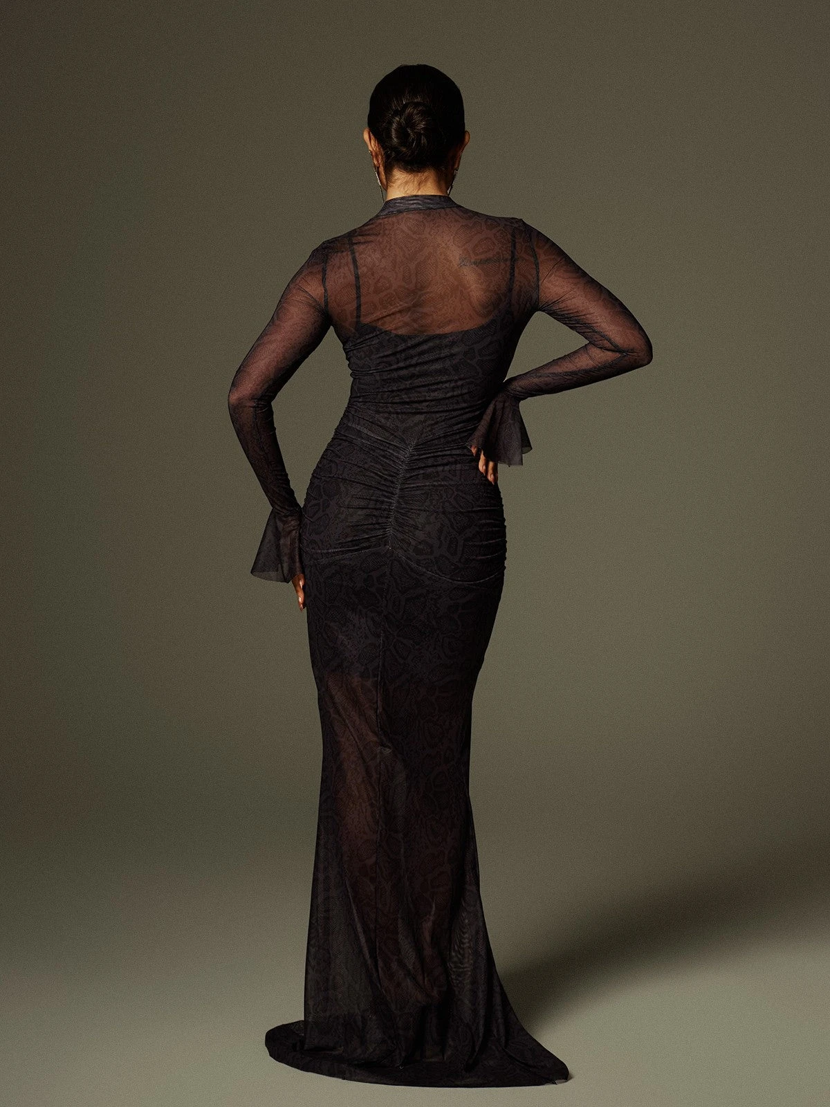 Caus Long Sleeve Ruched Maxi Dress - Image 6