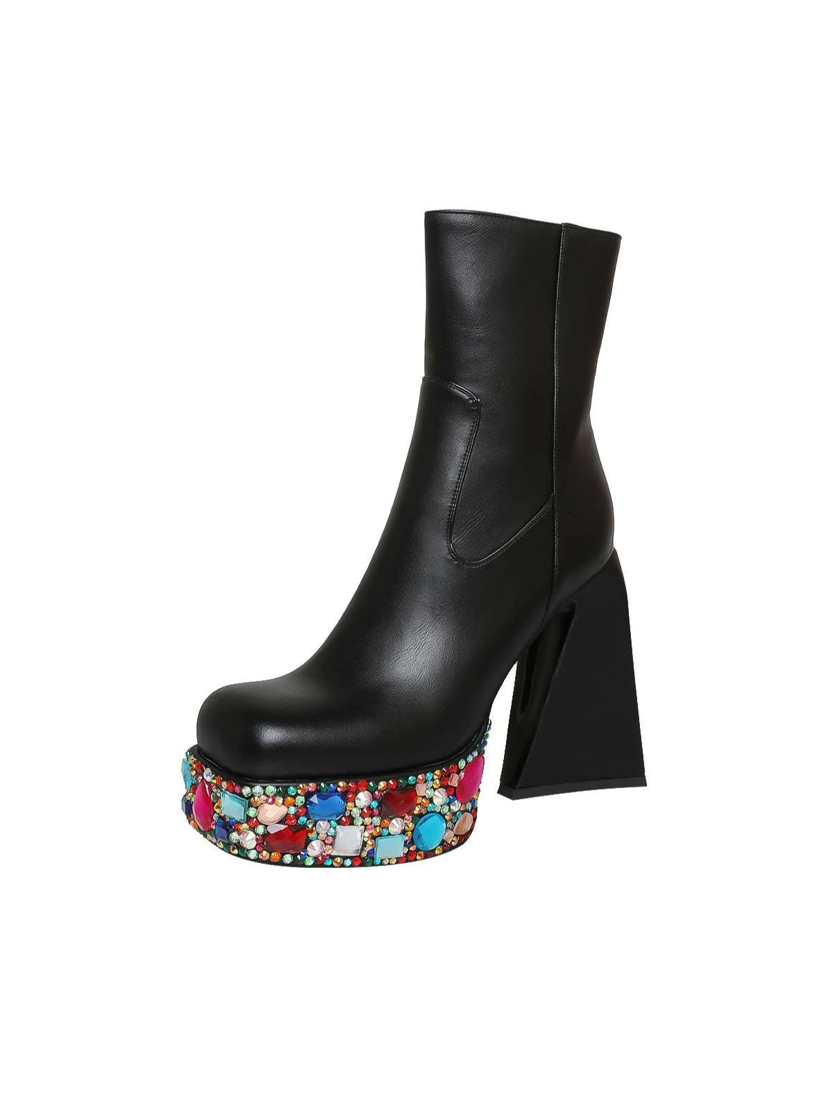 Cecile Multi Rhinestone Boots In Black - Image 3