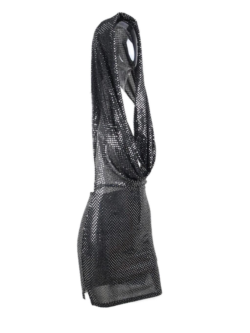 Ciaran Glitter Plunge Hooded Dress - Image 8