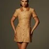 Clarity Folded Collar Button Mini Dress
