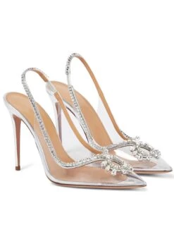 Clio Crystal Cutout Embellished Pumps In Silver