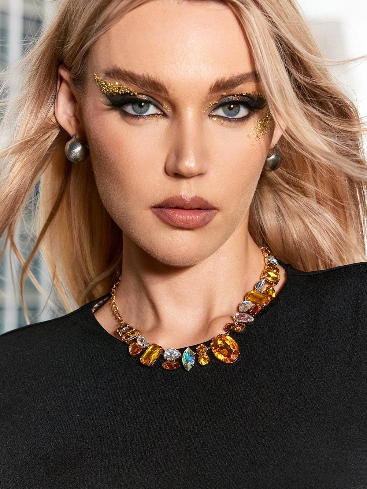 Craco Crystal Embellished Necklace In Yellow - Image 2