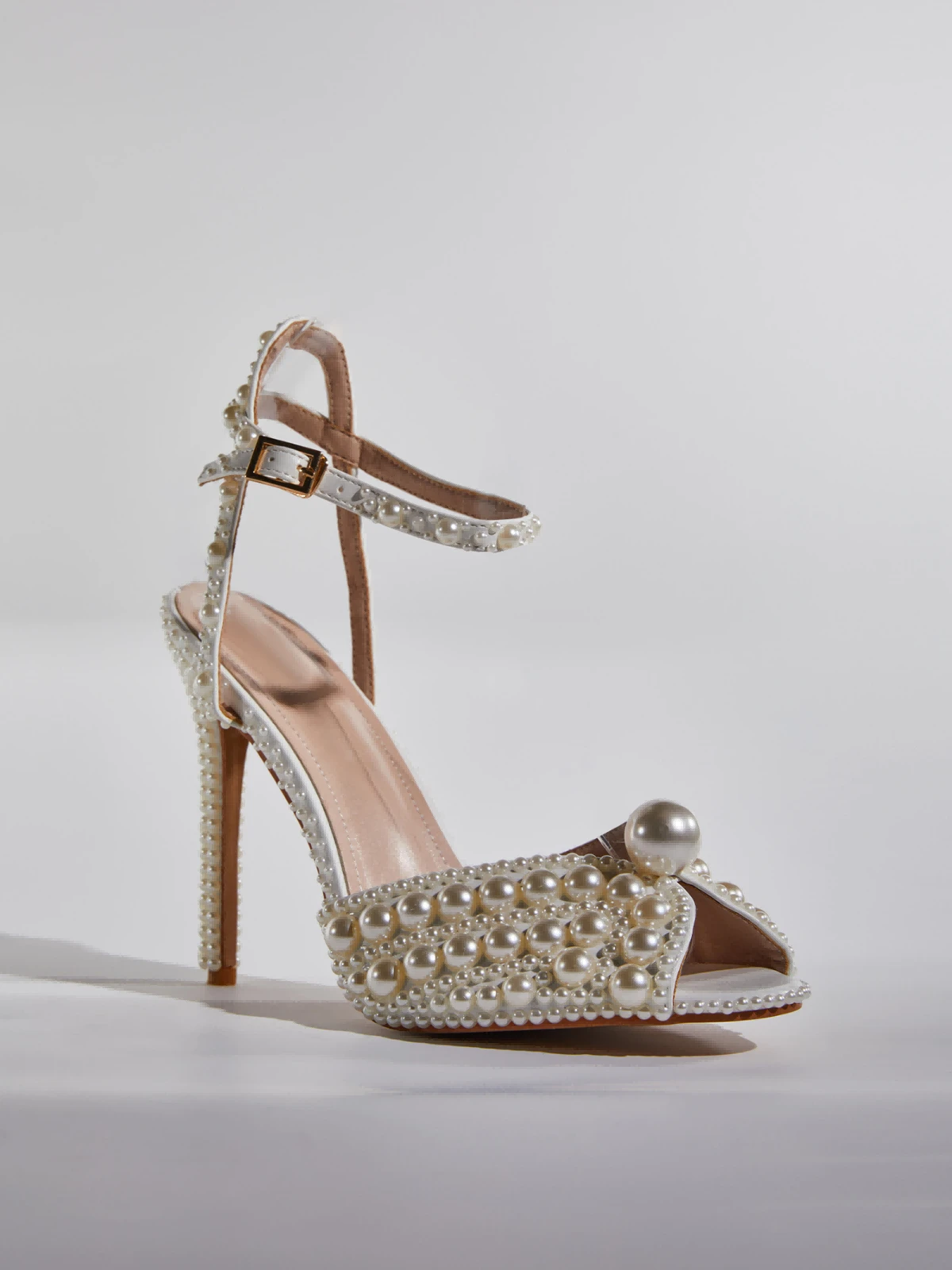 Cyrix Pearl Strap Sandals In Apricot - Image 2