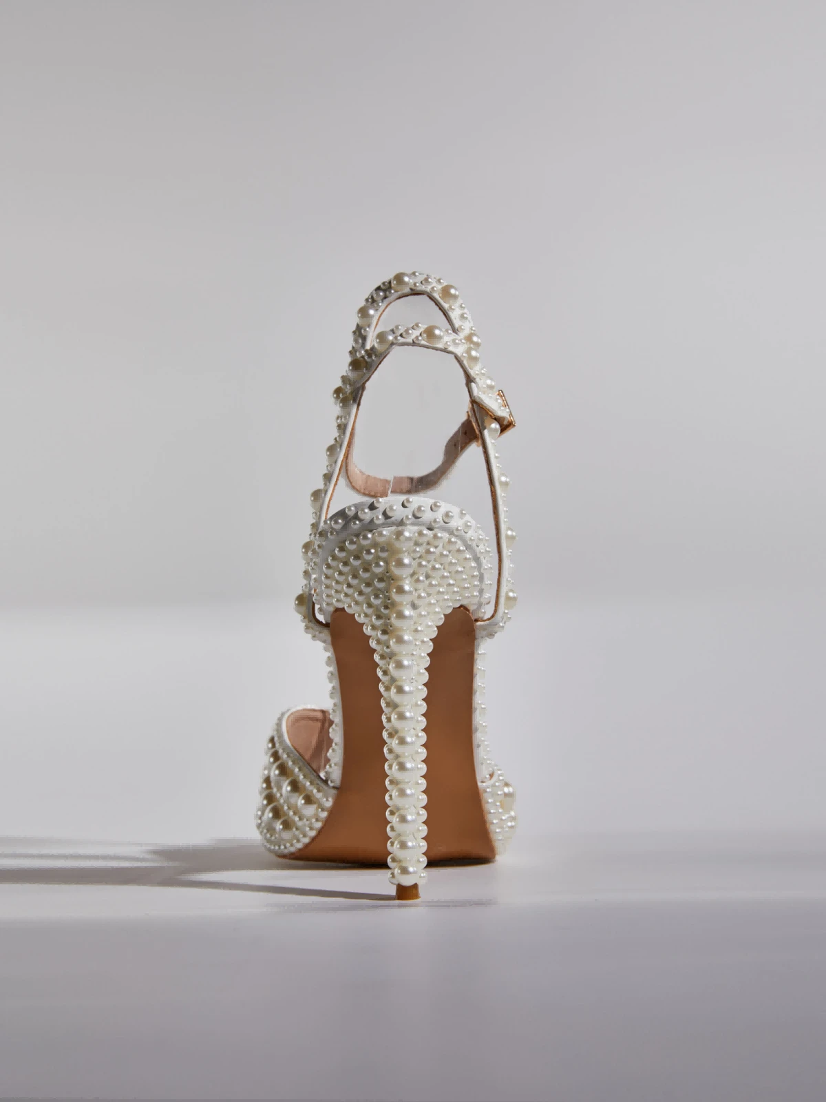 Cyrix Pearl Strap Sandals In Apricot - Image 6