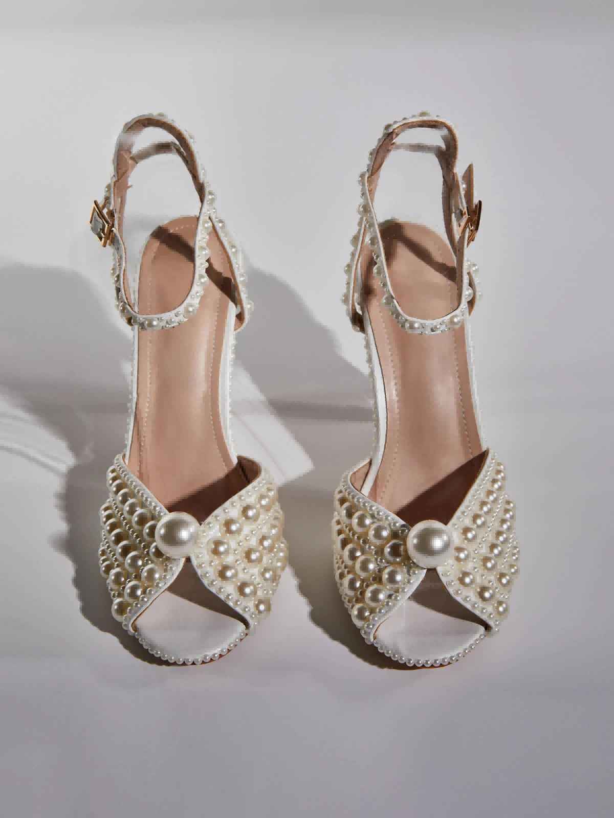 Cyrix Pearl Strap Sandals In Apricot - Image 3