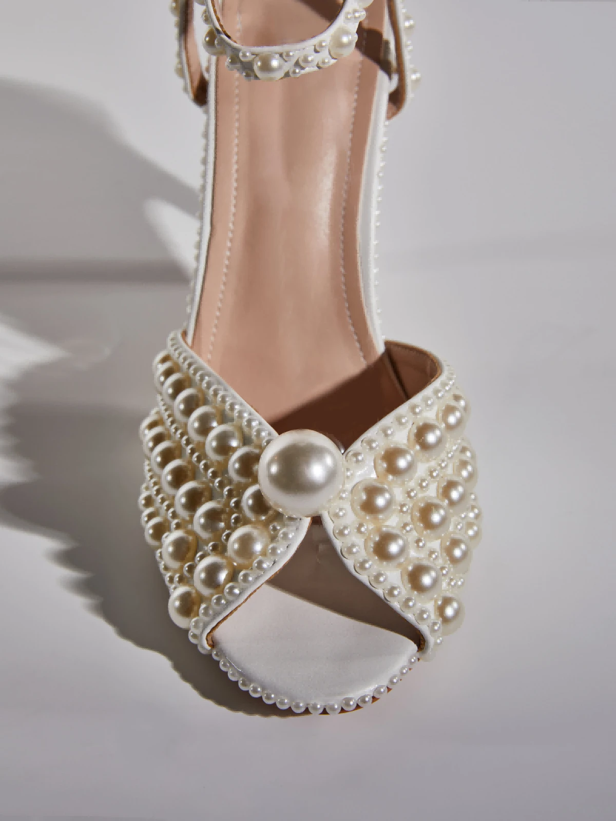 Cyrix Pearl Strap Sandals In Apricot - Image 4