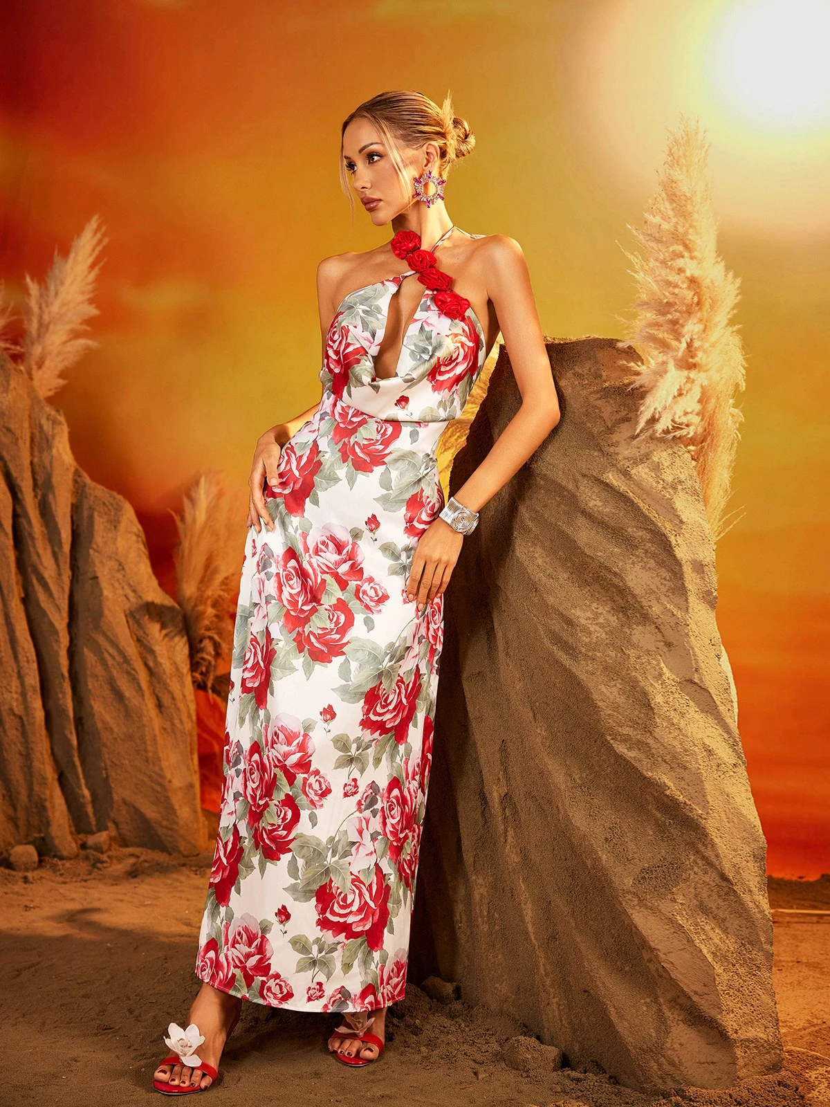 Daelira Halterneck Floral Maxi Dress - Image 5
