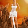 Daelric Halterneck Lace Draped Mini Dress