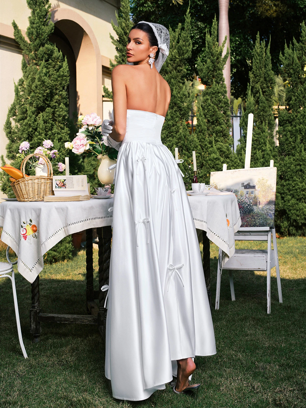 Darvin Strapless Bow Satin Maxi Dress - Image 6