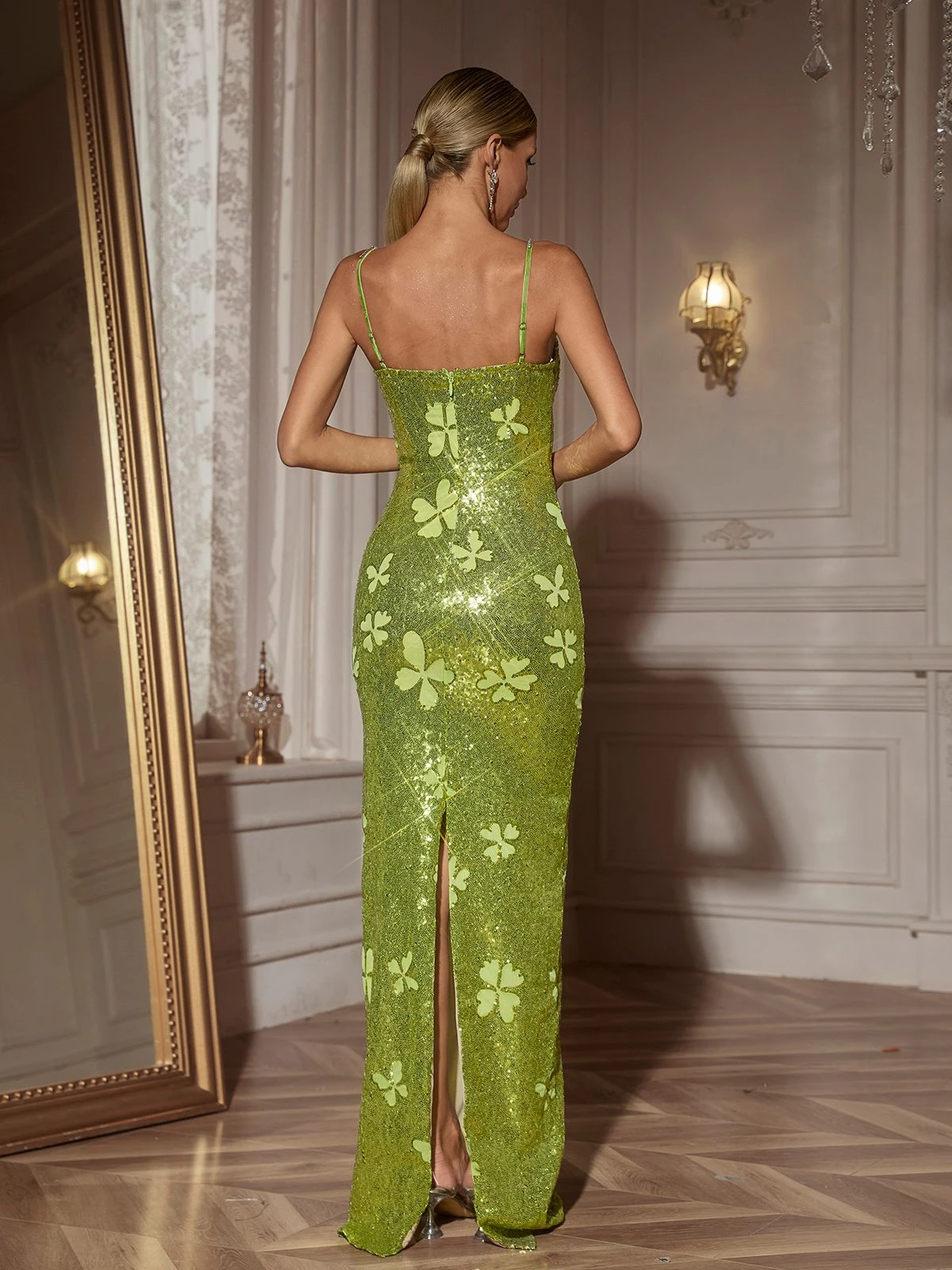 Dayshaun Butterfly Rhinestone Sequin Maxi Dress - Image 6