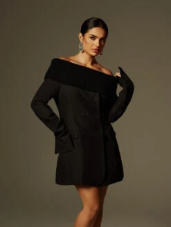 Dexter Long Sleeve Button Up Blazer Dress