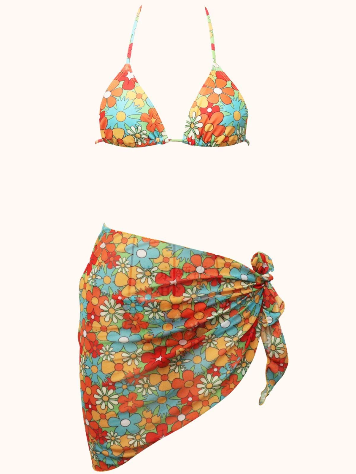 Dina Floral Bikini Three Piece Set - Image 7