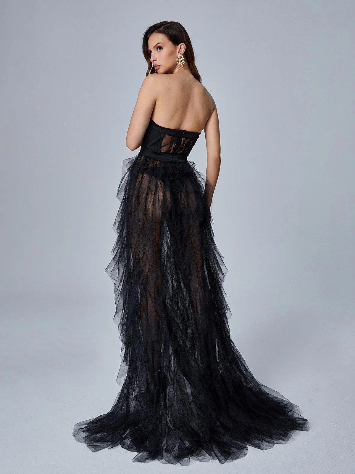 Dorothy Tulle Maxi Dress In Black - Image 6