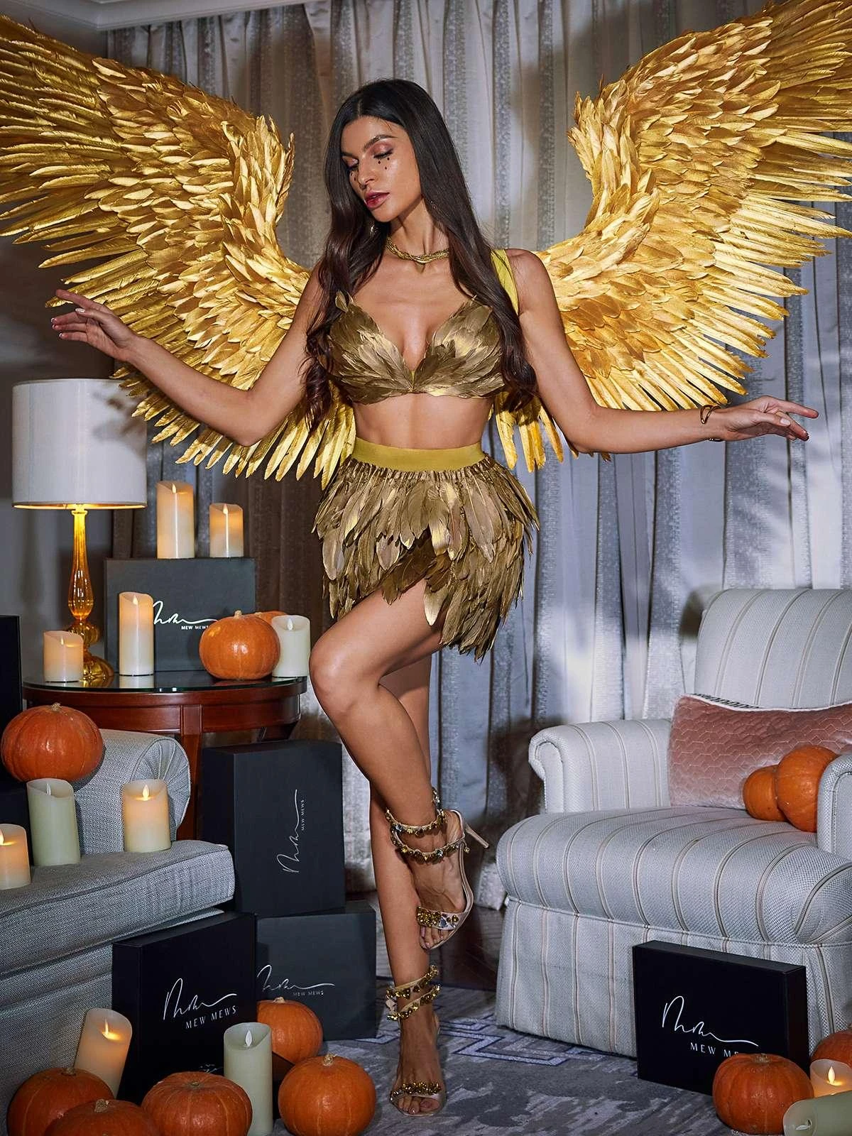 Eir Feather Trimmed Skirt Set - Image 2