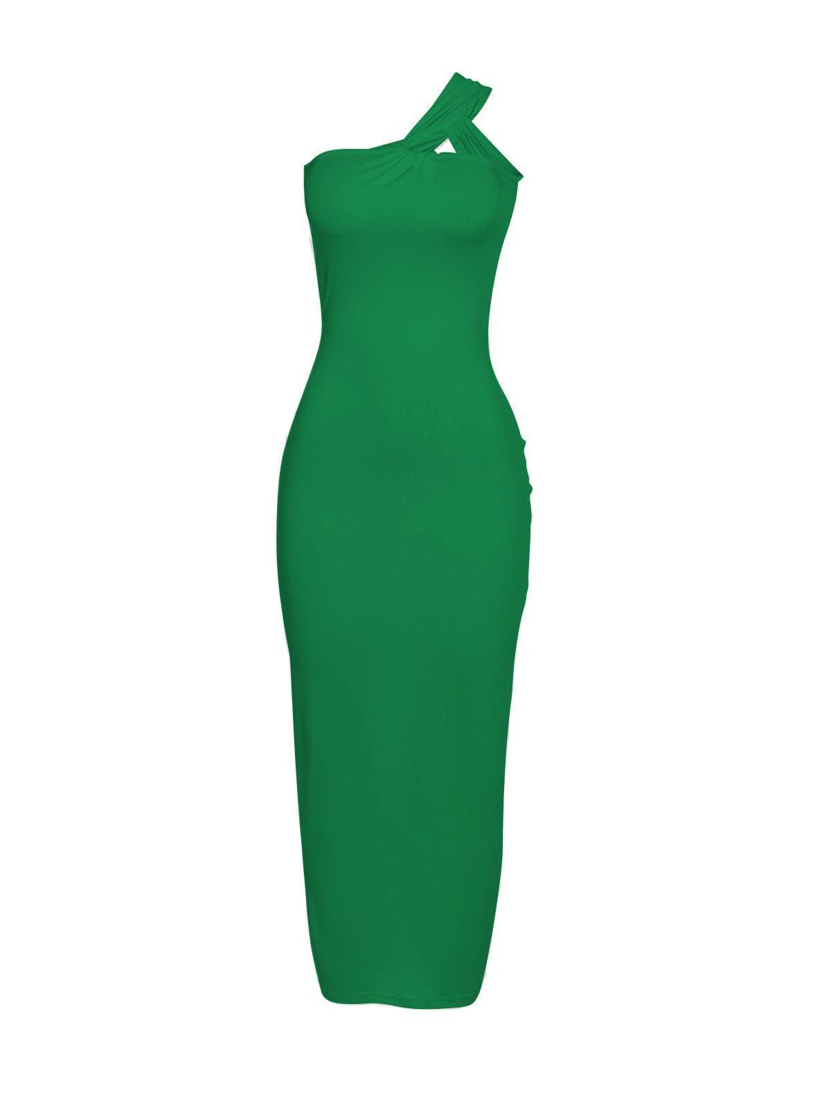 Emi One Shoulder Backless Maxi Dress In Green - Image 7