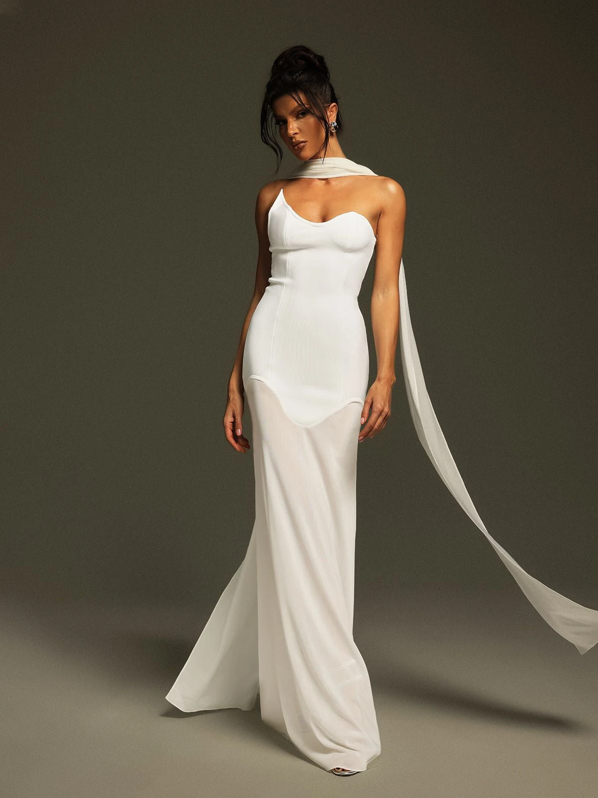 Emine Strapless Draped Bandage Maxi Dress - Image 4