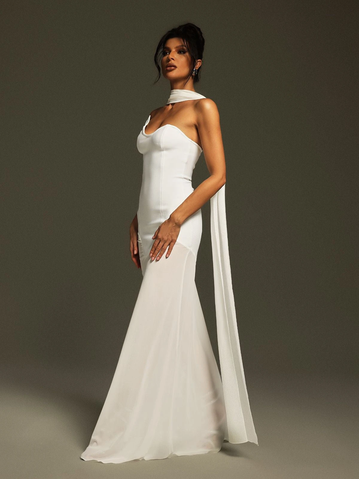 Emine Strapless Draped Bandage Maxi Dress - Image 5