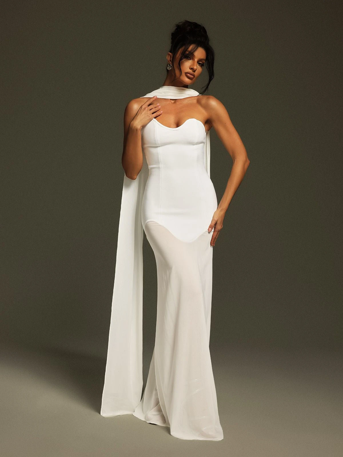 Emine Strapless Draped Bandage Maxi Dress - Image 2