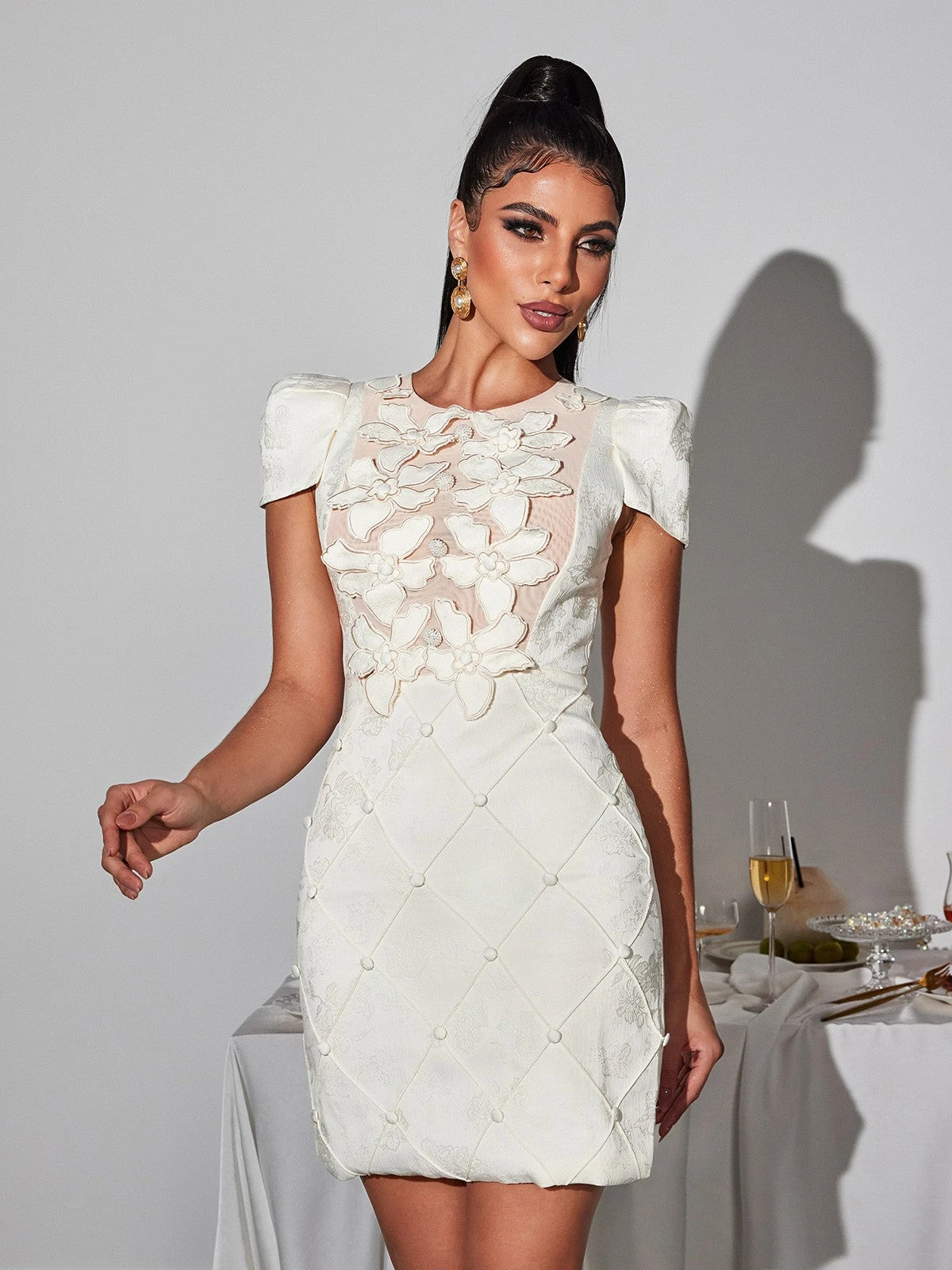 Ephigenie Flower Pearl Mini Dress - Image 5