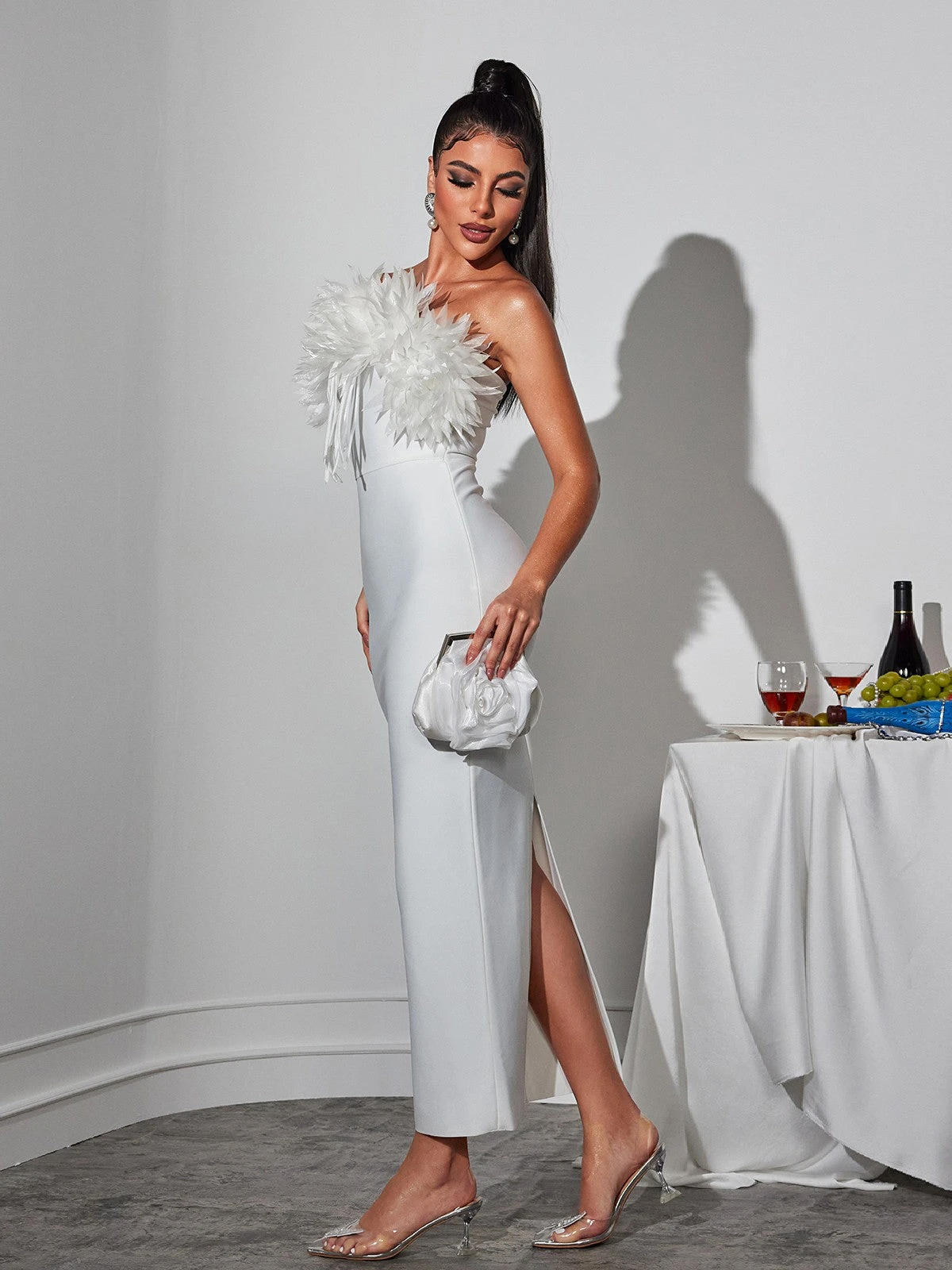 Étienne Flower Fringe Bandage Midi Dress - Image 3